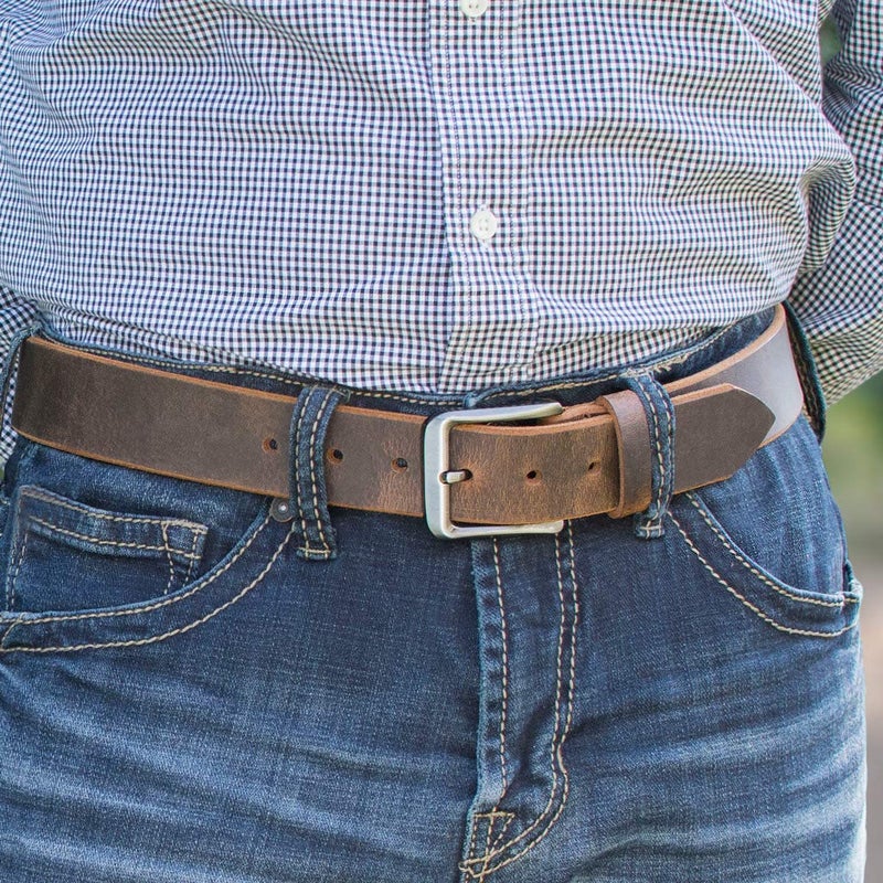 Nickel Smart Roan Mountain Brown Leather Belt - Distressed 32 "" - Image 2